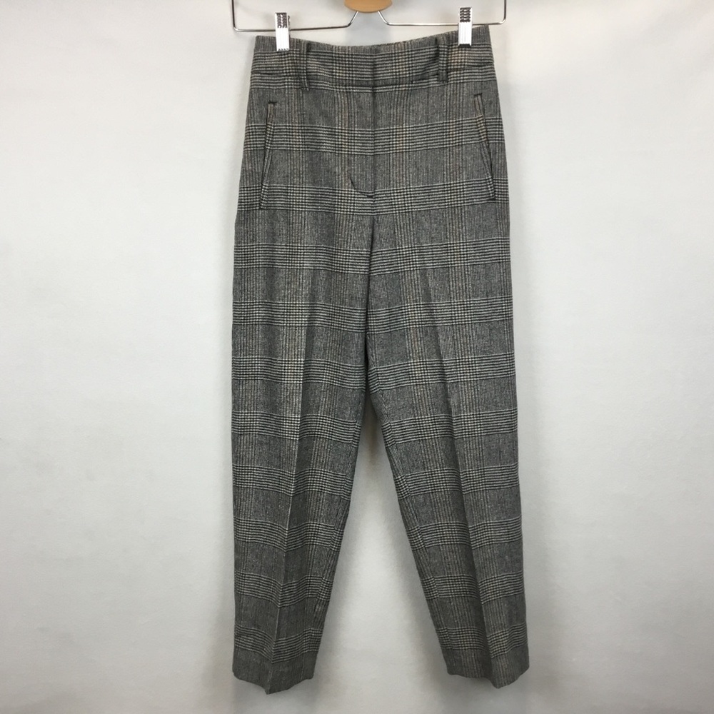 Aritzia Wilfred Wool Cashmere Pants Plaid Straight Leg Cropped Academia Size 0